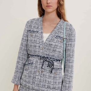 Maje Belted Tweed Jacket